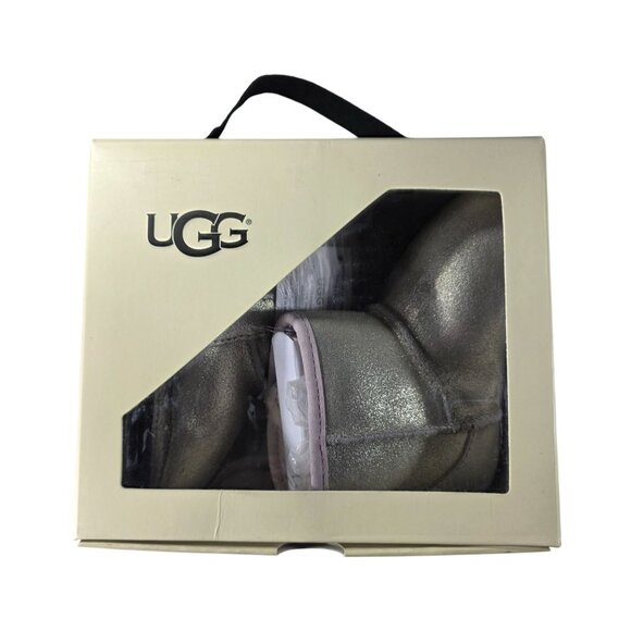 Ugg childrens Metallic Gold boots Pink Ribbon Sheepskin Lining sz 4/5 girls - Picture 5 of 7